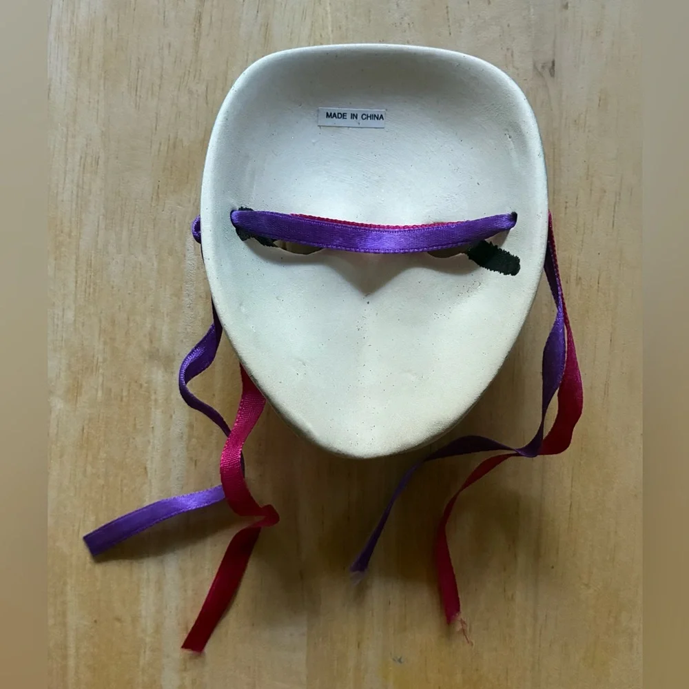 Ceramic Mardi Gras Masquerade Wall Art Face Mask Glitter Balloon Design